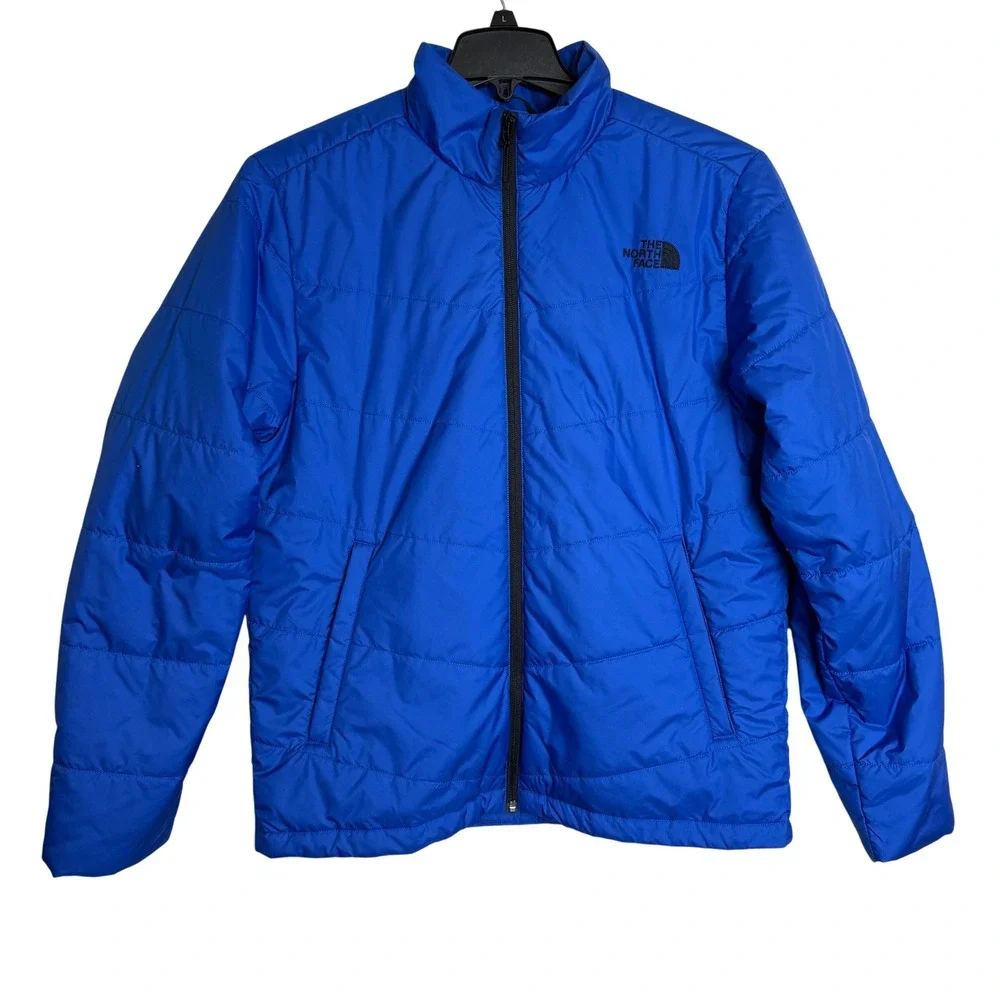 The North Face Mens Blue Quilted Puffer Jacket Full Zip NF0A3XB7 Size M